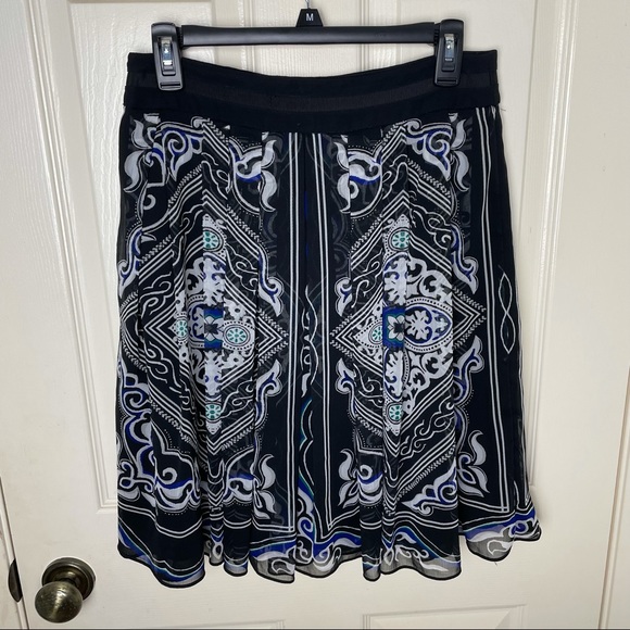 WHBM Black Paisley Skirt Size 6 White House Black Market - Picture 4 of 9